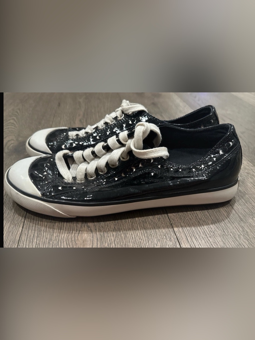 Coach Women’s Black Patent Lace-Up Sneakers - Picture 4 of 7